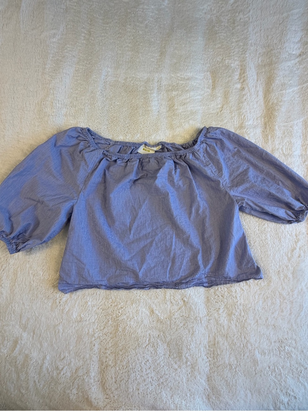 Maeve by anthropology blue Square-Neck Puff Sleeve Top XS